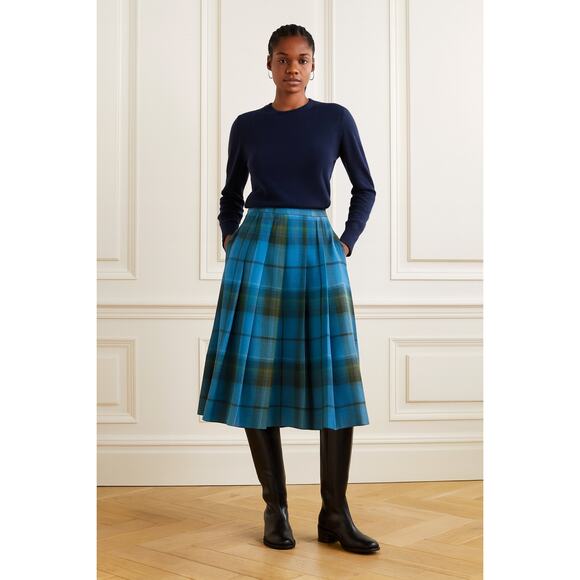 Vintage Pendleton Womens 6 Petite Wool Pleated Mini Skirt Blue Plaid Preppy - Picture 1 of 9
